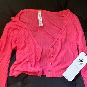 Alo Yoga ribbed cropped whisper cardigan